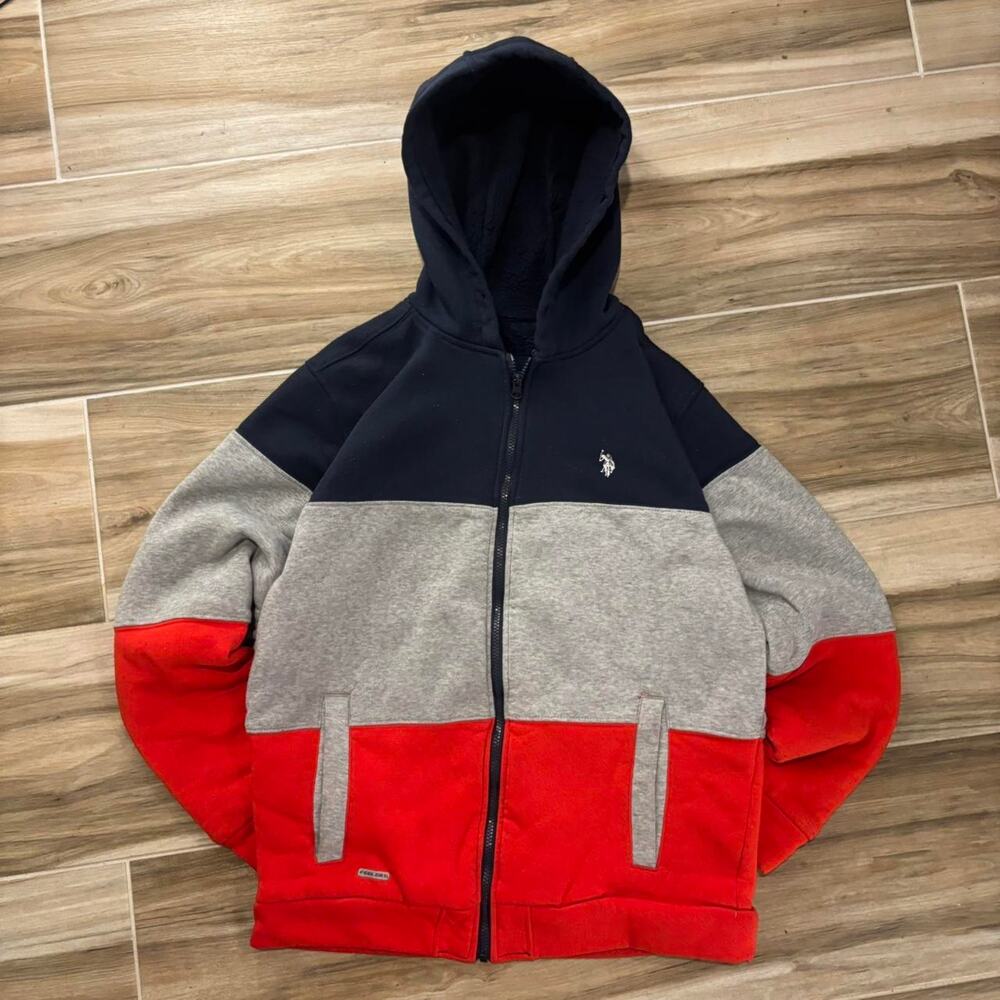 US Polo Assn. Striped Rugby Style Y2k Hoodie XL